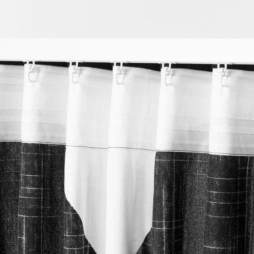 SKÄRMTRY Curtains, 1 pair, black/white, 145x300 cm