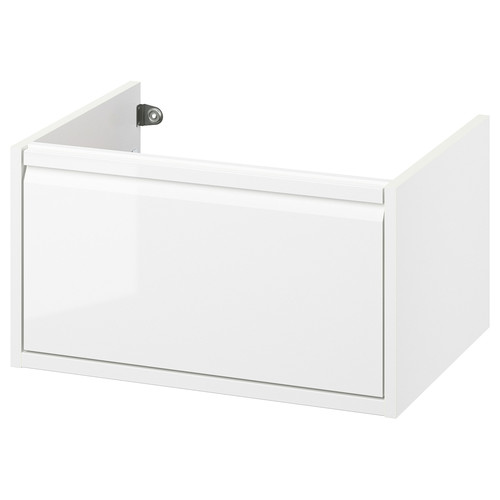 ÄNGSJÖN Wash-stand with drawer, high-gloss white, 60x48x33 cm