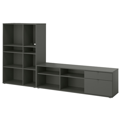 VIHALS TV/storage combination, dark grey, 275x37x140 cm