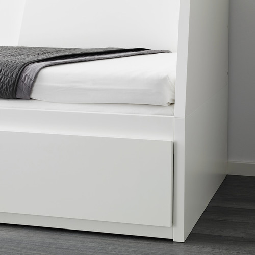 FLEKKE Day-bed w 2 drawers/2 mattresses, white/Vannareid firm, 80x200 cm