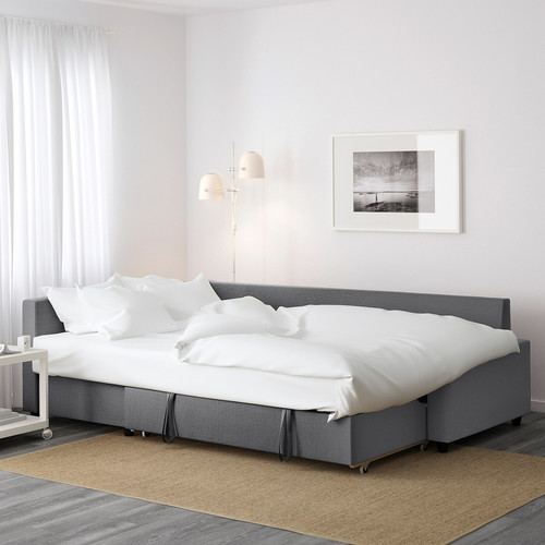 FRIHETEN Corner sofa-bed with storage, Skiftebo dark grey