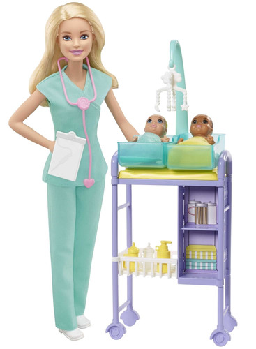 Barbie Career Baby Doctor Playset, 2 Infant Dolls GKH23 3+