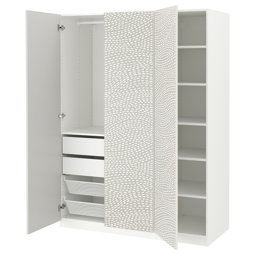 PAX / MISTUDDEN Wardrobe combination, white/grey patterned, 150x60x201 cm