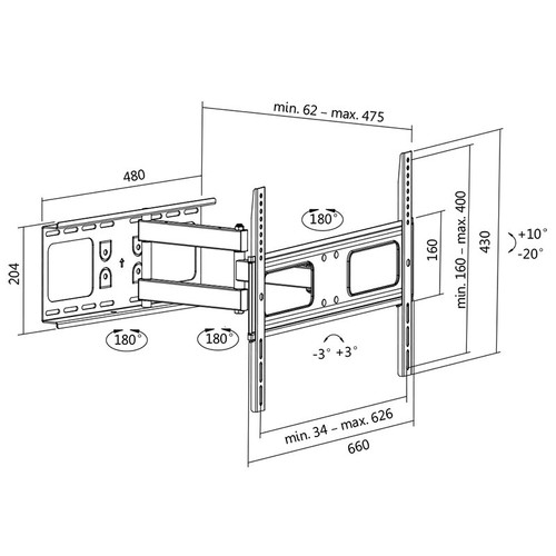 LogiLink Wall / LCD Holder 37-70", max. 50kg