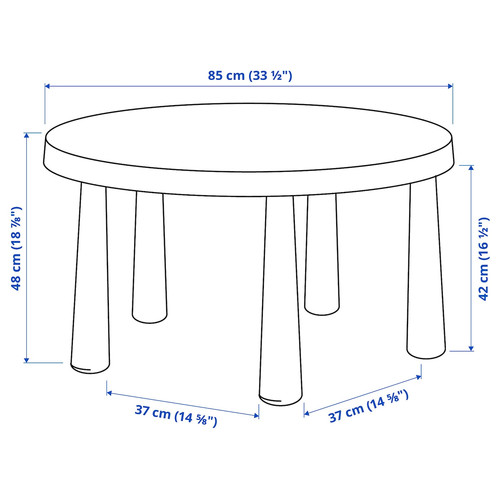 MAMMUT Children's table, indoor/outdoor/light blue, 85 cm