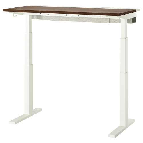 MITTZON Desk sit/stand, electric walnut veneer/white, 120x60 cm