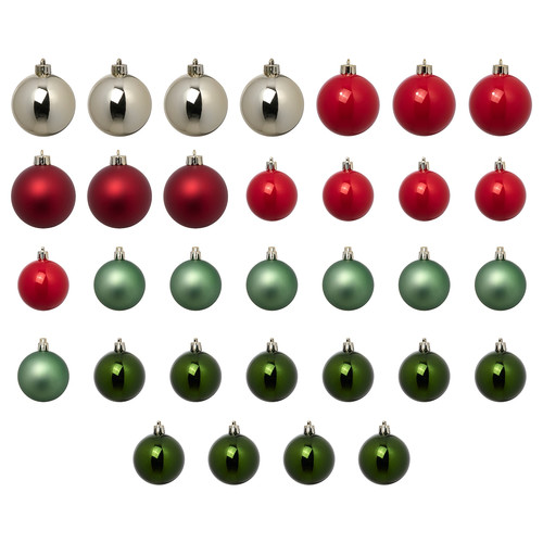 VINTERFINT Decoration bauble, set of 32, green/mixed colours