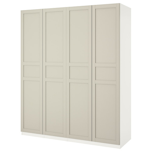 PAX Wardrobe, white, Flisberget light beige, 200x60x236 cm