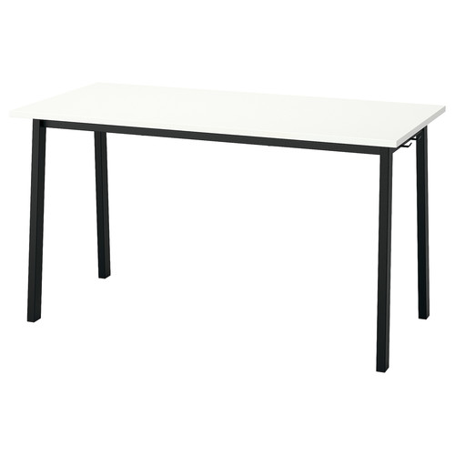 MITTZON Conference table, white/black, 140x68x75 cm