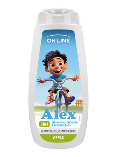 ON LINE KIDS Alex 3in1 Shampoo, Shower & Bubble Bath Apple 400ml