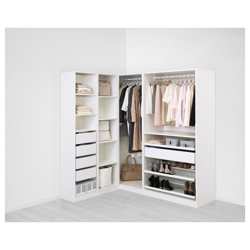 PAX Corner wardrobe, white, 160/188x201 cm