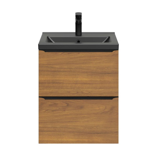 Goodhome Wall-mounted Basin Cabinet Imandra Slim 50 cm, walnut