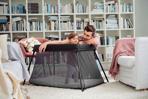 BABYBJÖRN Travel Cot/Playpen Light, Black + sheet, 0-3