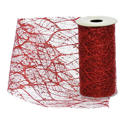 Christmas Mesh Ribbon 11cm x 2.7m, red