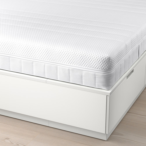 NORDLI Bed frame with storage and mattress, with headboard white/Åkrehamn firm, 160x200 cm