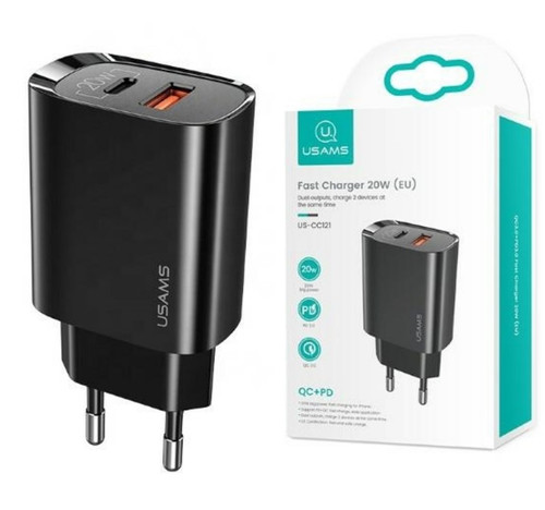 Usams Phone Charger 1xUSB-C 1xUSB T35 20W PD3 EU Plug