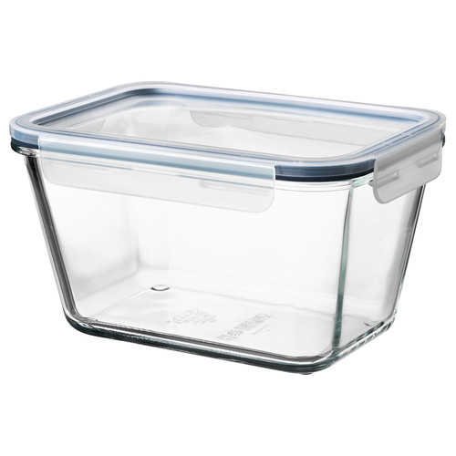 IKEA 365+ Food container with lid, rectangular, glass, plastic, 21x15 cm