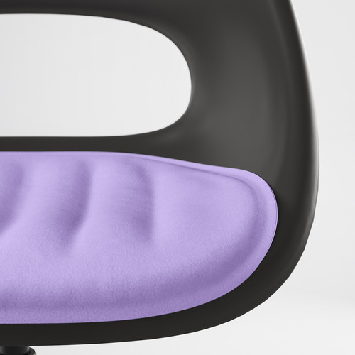 ELDBERGET / MALSKÄR Swivel chair + pad, dark grey black/lilac