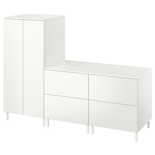 SMÅSTAD / PLATSA Wardrobe, white white/with 2 chest of drawers, 180x57x133 cm