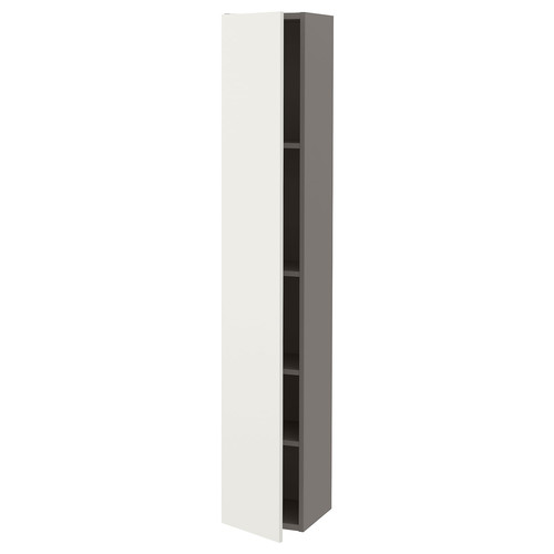 ENHET Hi cb w 4 shlvs/door, grey, white, 30x30x180 cm