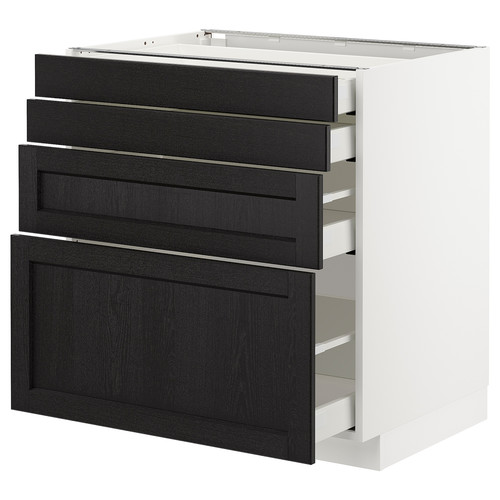 METOD / MAXIMERA Base cab 4 frnts/4 drawers, white/Lerhyttan black stained, 80x60 cm