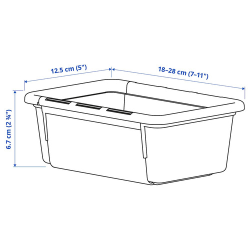 KACKLA Extendable box, white, 18-28x13 cm