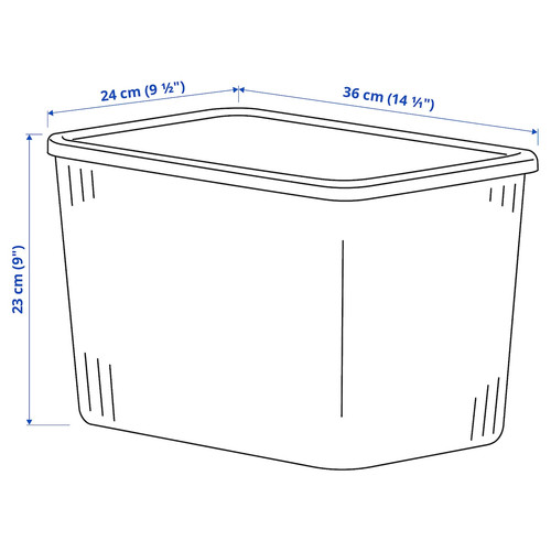 RYKTA Storage box with lid, transparent, 24x36x23 cm/14.5 l