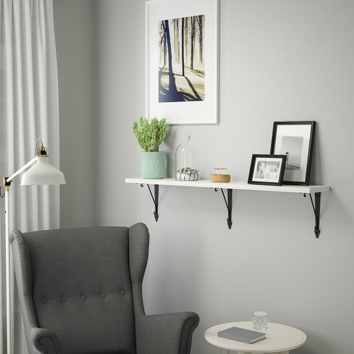 BERGSHULT / KROKSHULT Wall shelf, white, anthracite, 120x20 cm