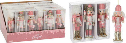 Christmas Tree Decoration Nutcracker 12cm Set of 2pcs, pink