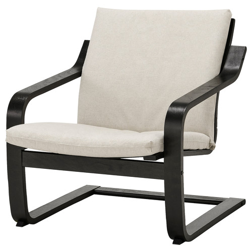 POÄNG Low-back armchair, black/Katorp natural colour/beige