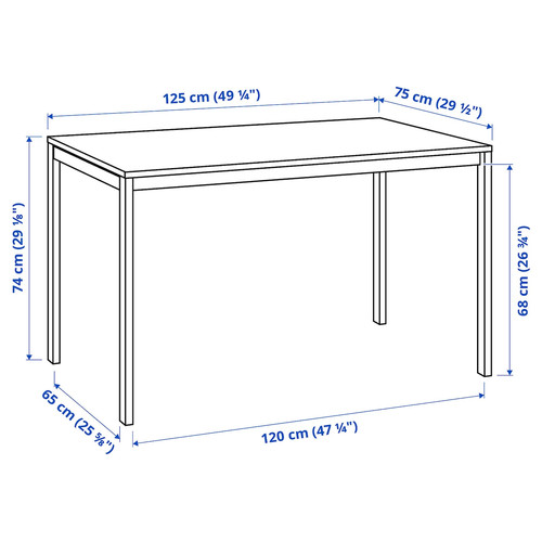 MELLTORP / GENESÖN Table and 4 chairs, white white/metal blue, 125 cm