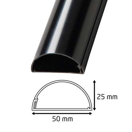 Cable Cover Strip D-line 50x25x1000 mm, semi-circular, black
