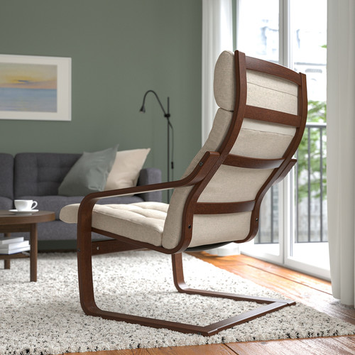 POÄNG Armchair, brown/Gunnared beige