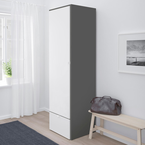 VISTHUS Wardrobe, grey/white, 63x59x216 cm