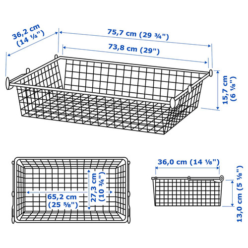 HJÄLPA Wire basket with pull-out rail, white, 80x40 cm