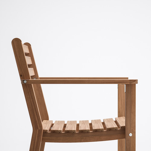 ASKHOLMEN Chair with armrests, outdoor, dark brown