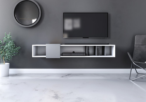 Wall-mounted TV Cabinet Ronda, matt white/anthracite