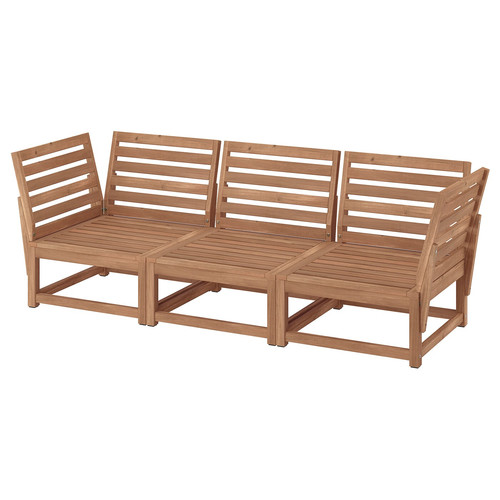 NÄMMARÖ 3-seat modular sofa, outdoor, armrests light brown stained