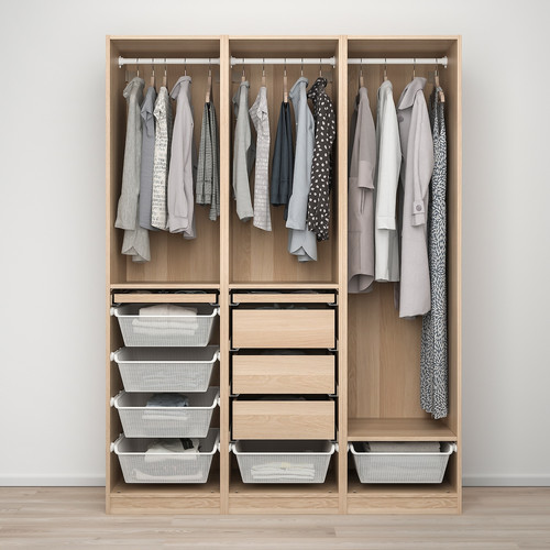 PAX / BERGSBO Wardrobe combination, white stained oak effect, 150x60x201 cm