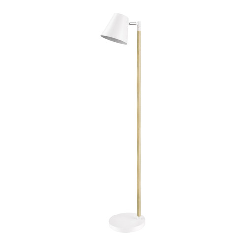 GoodHome Floor Lamp Mulanje E14, white/wood-like