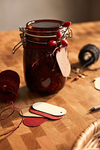 KRÖSAMOS Jar with lid, red-brown, 1 l