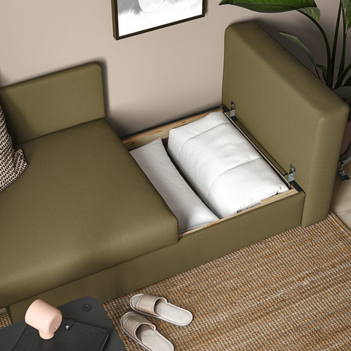 SKÖNABÄCK 2-seat sofa-bed, Vissle yellow-green