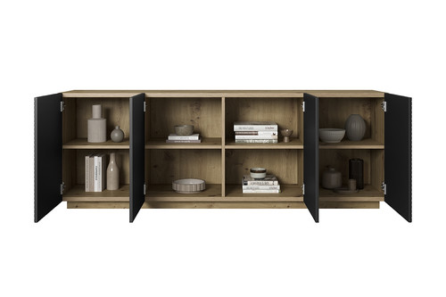 Four-Door Cabinet Asha 200cm, artisan/matt black