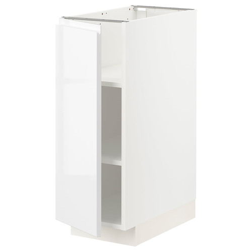 METOD Base cabinet with shelves, white/Voxtorp high-gloss/white, 30x60 cm