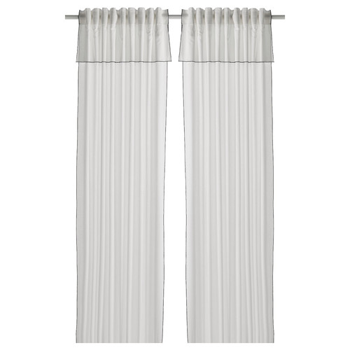 MOALISA Curtains, 1 pair, white/black, 145x300 cm