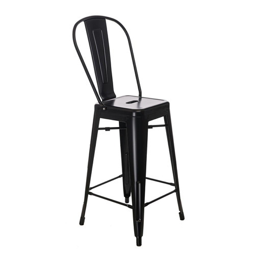 Bar Stool with Backrest Paris Back, black