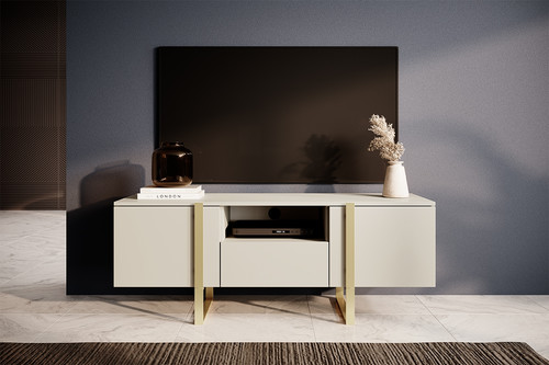 TV Cabinet Verica 150 cm, cashmere/gold legs