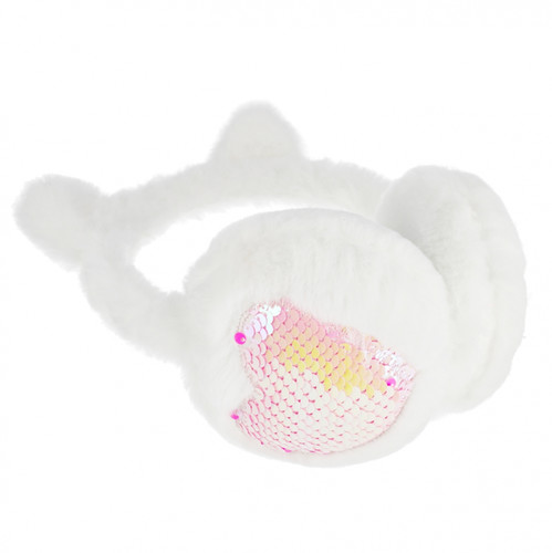 Plush Earmuffs Heart, white