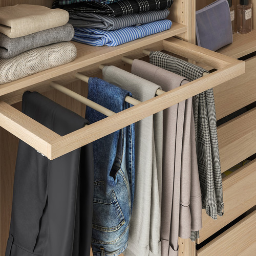 KOMPLEMENT Pull-out trouser hanger, white stained oak effect, 75x35 cm