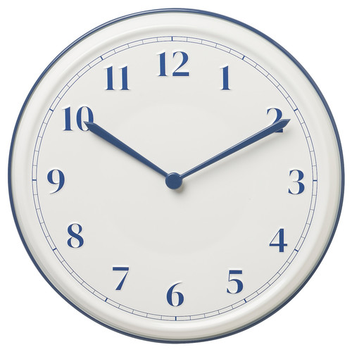 SYKOMORLÖNN Wall clock, white/blue, 30 cm